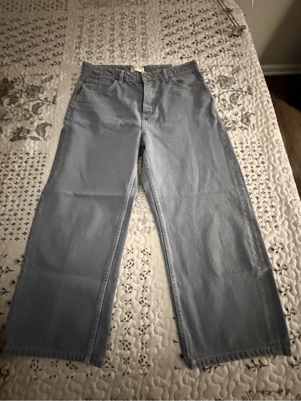 Free People Deep Trance Ocean Women's Cropped Wide-Leg Jeans Button Fly